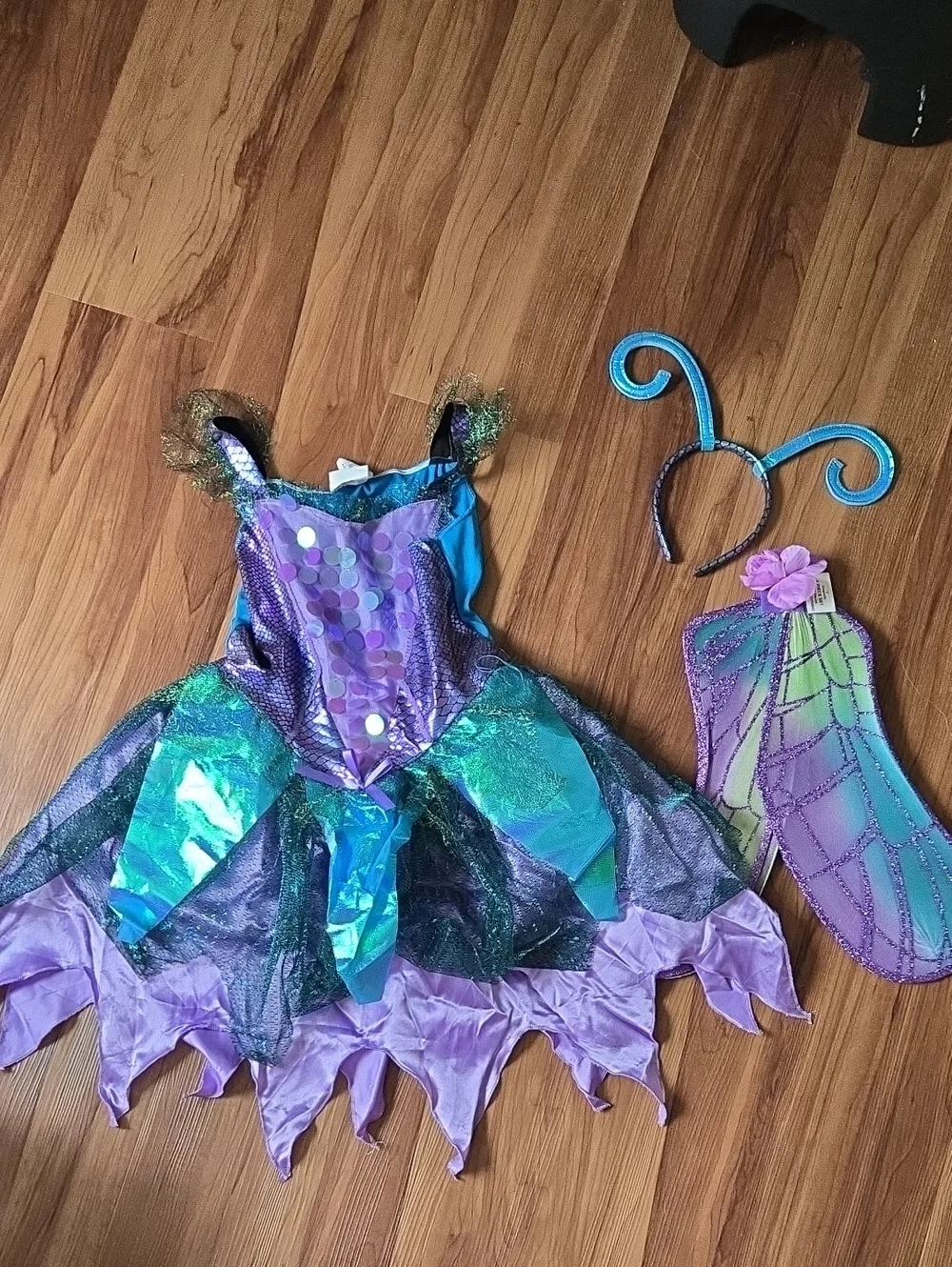 Purple Metallic Dragonfly Halloween Costume Wings & Antenna Headband GUC Medium